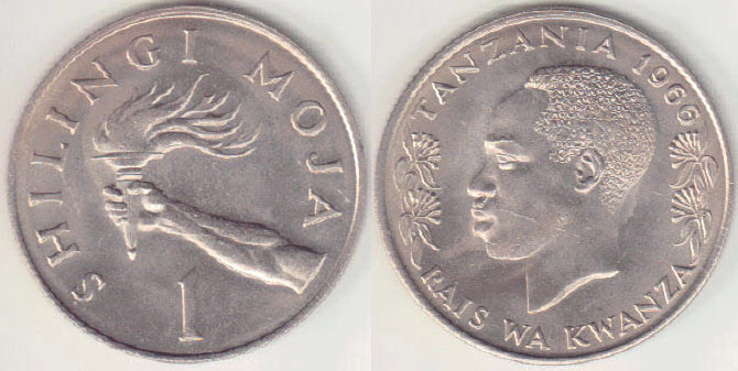 1966 Tanzania 1Shilingi (Unc) A008010